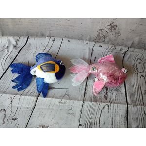 Ganz Lil'Kinz Purple Goldfish And Pink Glitter Fish Plush Stuffed Animal Fish